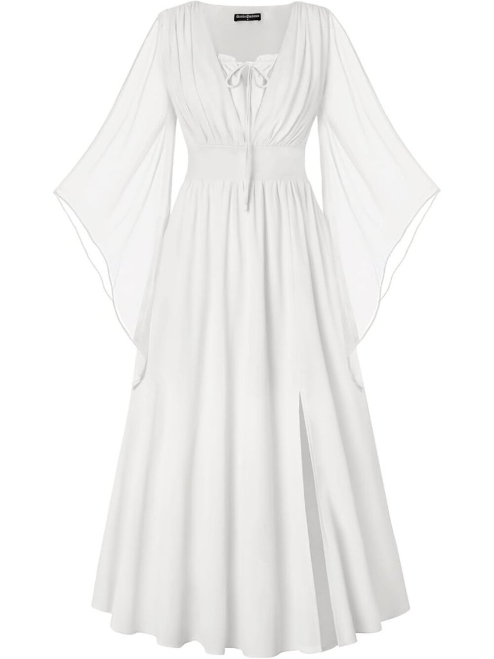 Scarlet Darkness Women Bell Sleeve Fairy  Witch Costume Split Maxi Dress-White